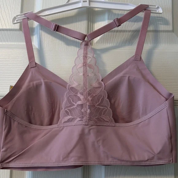 NEW Womens True & Co. V Neck Racerback Bra sz L pink/purple - Picture 4 of 4